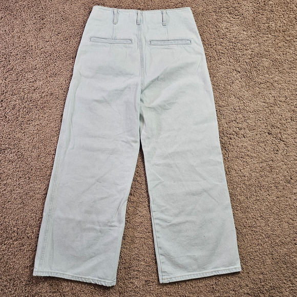 Zara Jeans Womens Size 4 Light Wash Blue High Rise Wide Leg Denim Button Fly - Picture 5 of 11